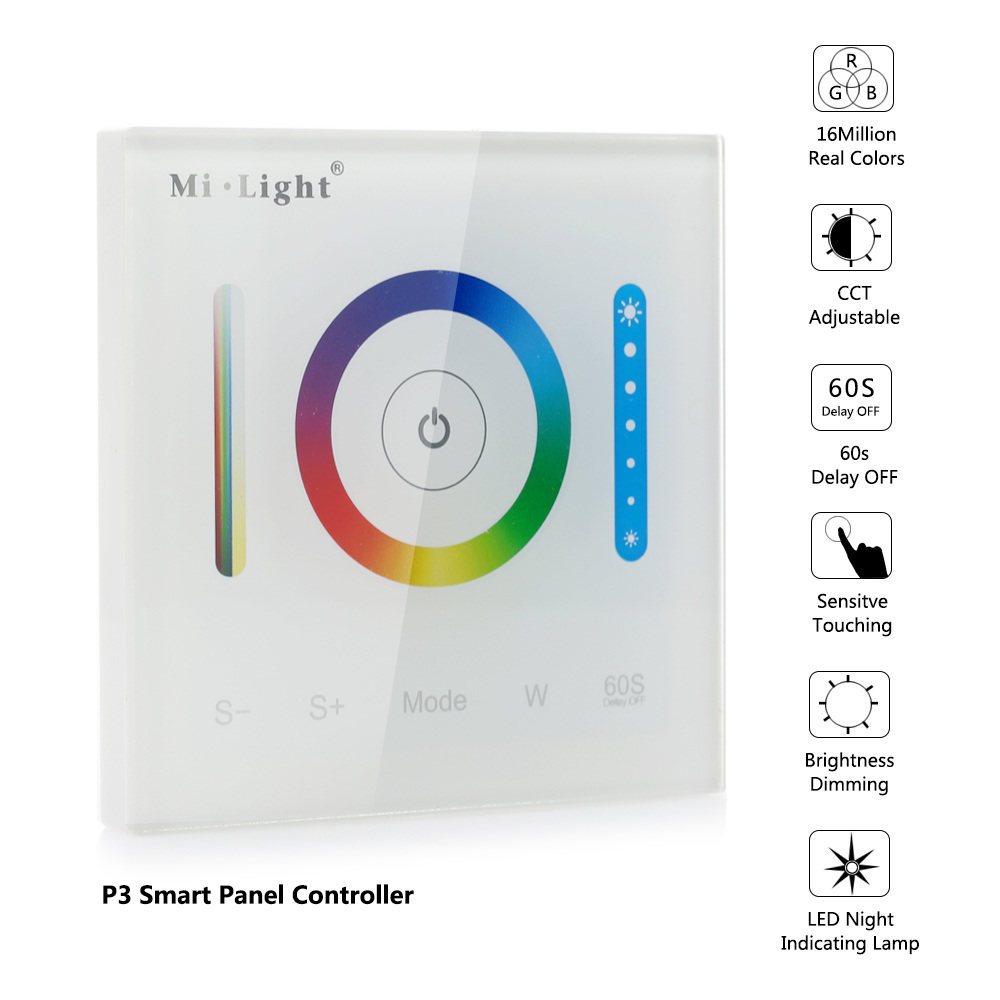 P3 LED Smart Panel Controller For RGB/RGBW/RGB+CCT LED Strip Lights P3 LED Smart Panel Controller For RGB/RGBW/RGB+CCT LED Strip Lights
